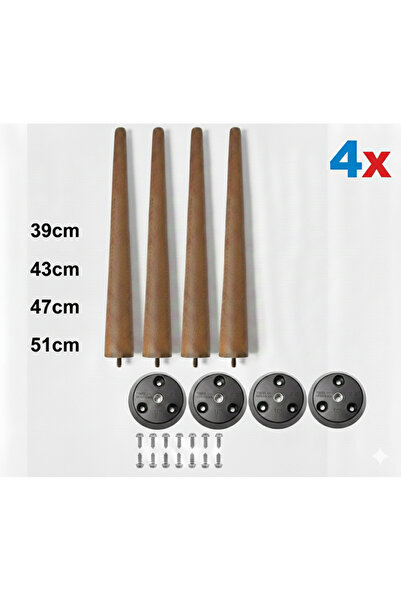 GökçesanSehpa Ahşap Konik Ayak Sehpa Ayağı 43cm tekli