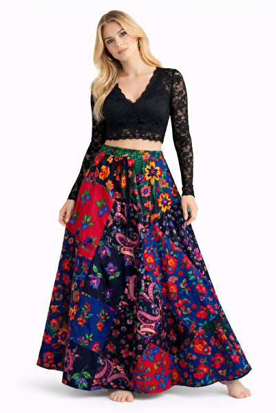 Butik Ayseba تنورة نسائية بتصميم مرقعة من الفانيلا