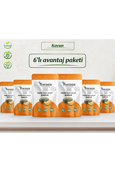 Freezeva 6'lı Paket Dondurularak Kurutulmuş Kavun (Freeze Dried Kavun) Freeze...