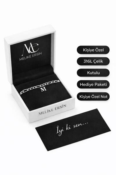 TGBbutik Kararmaz Çelik Bileklik Harf Detay Sevgili/Çift Bilekliği Unisex Çel...