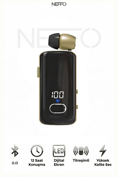 NEFFO Bluetooth Makaralı Kulaklık | 12 Saat Konuşma | Dijital Ekran | Titreşi...