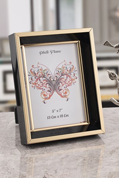 Seniste Milano Camlı Dekoratif Resim Çerçevesi Siyah-gold Ayarlanabilir Ayakl...