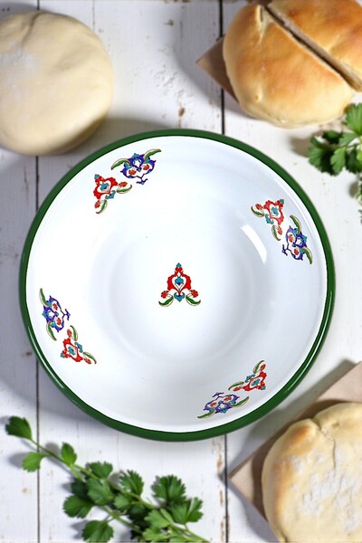 İnci Emaye وعاء مطلي بالمينا مقاس 20 سم - أطباق الحفر والسلطة والرقائق