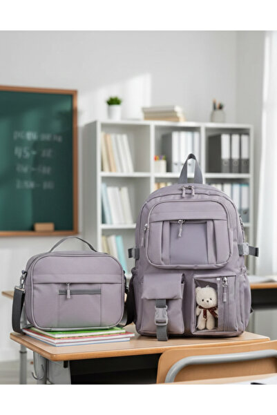 Çanta Trend Kawai Korean Style Elementary School Backpack and Thermal Lunch Bag