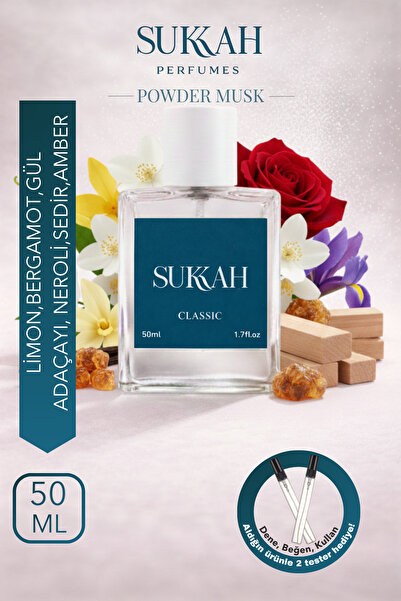 SUKKAH Powder Musk Unisex EDP 50 ml – Yasemin, Ylang Ylang, Gül, İris, Misk, ...