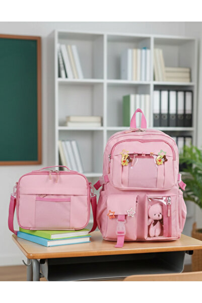 Çanta Trend Kawai Korean Style Elementary School Backpack and Thermal Lunch Bag