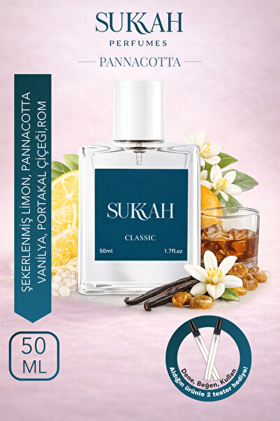 SUKKAH Panacotta Kadın Parfüm EDP 50 ml – Şekerlenmiş Limon, Panna Cotta, Por...