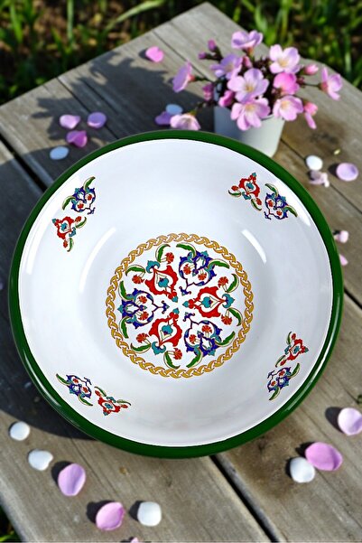 İnci Emaye 24 Cm Emaye Kase Tabak, Çukur Tabak, Salata Tabak, Cips Tabak