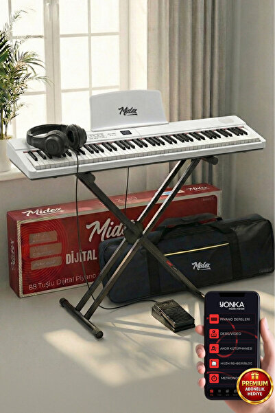 Midex Plx-80whst Taşınabilir Katlanır Dijital Piyano Tuş Hassasiyetli 88 Tuş ...