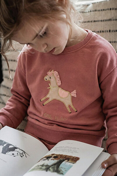 Cigit At Aplikeli Sweatshirt 1-6 Yaş Gül Kurusu