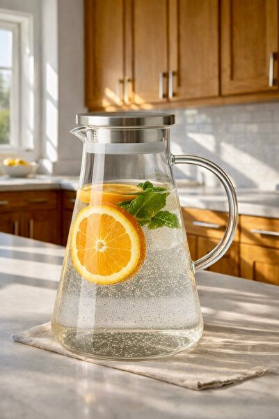 Maloria Metal Süzgeç Kapaklı Borosilikat Sürahi | 1.8lt