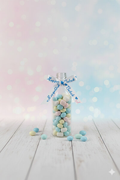 Deniz Party Store 1 Cm Beyaz a Mavi Hoşgeldin Bebeğim Saten kurdele 10 Metre