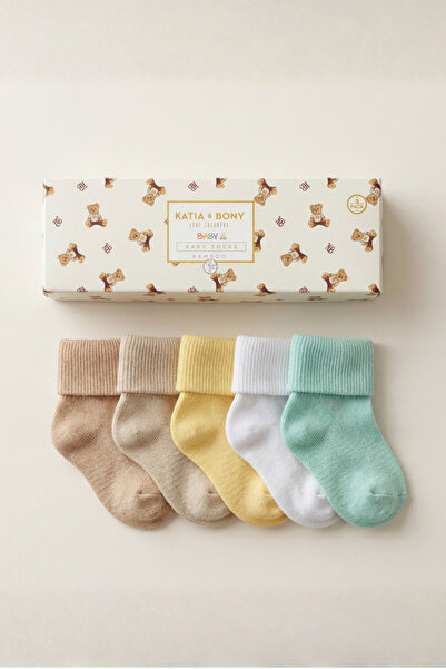 Katia&Bony 5'li Paket Yenidoğan Bambu Bebek Çorap Renkli
