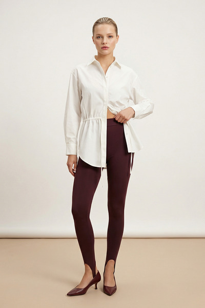 Setre Burgundy Leggings with Detailed Cuffs