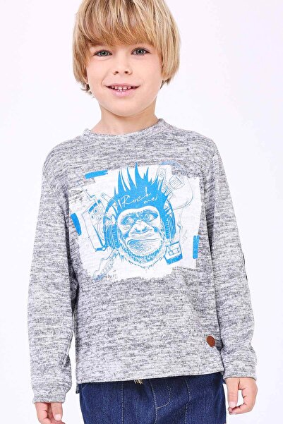 Pan Con Chocolate تيشيرت للأولاد بأكمام طويلة رمادي