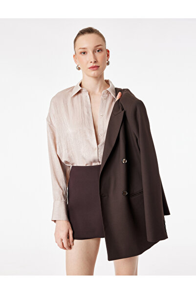 Koton Comfortable Fit Buttoned Long Sleeve Classic Collar Satin Shirt