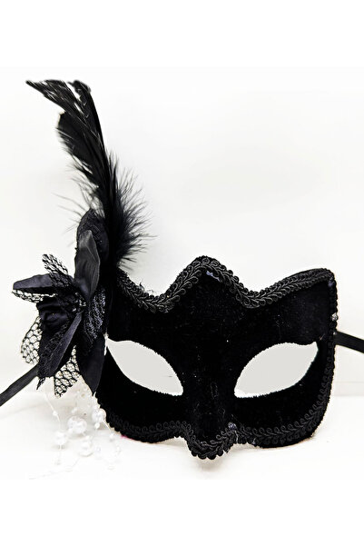 Skygo قناع حفلات فاخر مطلي بالجلد السويدي باللون الأسود مقاس 20 × 23 سم