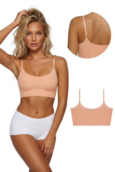 Newlilla 777 Women's Laser Cut Crop Bustier with Adjustable Thin Straps