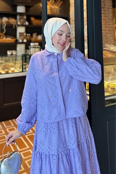 HİJABAYA Costum cu fustă cu detalii scoici