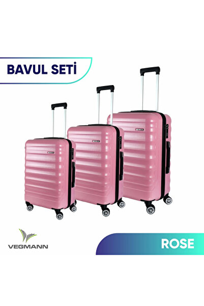 Catwins Vegmann Delphin Dayanıklı Unisex 3’lü Valiz & Bavul Seti Pembe