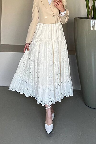 HİJABAYA Fisto İşlemeli Katlamalı Etek