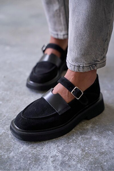 PELİN'İN AYAKKABILARI NAVARO SİYAH SÜET MAKOSEN