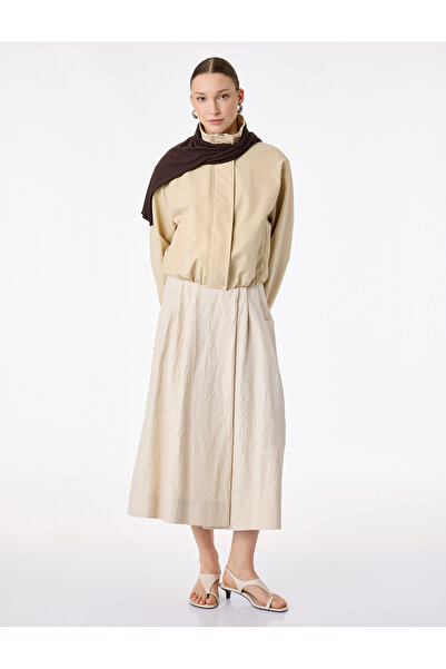Koton Textured Skirt Pants with Pockets and Pleat Detail
