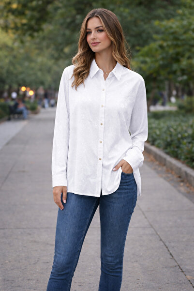 DİMA Сатенена риза с жакардов десен