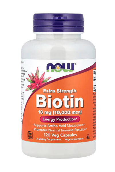 Now Foods Biotin 10,000mcg / 10 mg - 120 Count - Hair, Skin, Nail - for Men a...