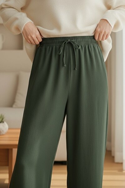 HİJABAYA Široke nogavice Elastične pantalone sa čipkastim detaljima