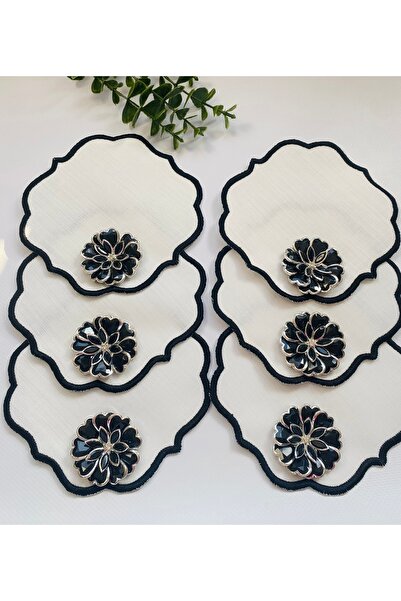 ELÇİÇEK HOME منديل تقديم، منديل كوكتيل، منديل تقديم القهوة 6 قطع