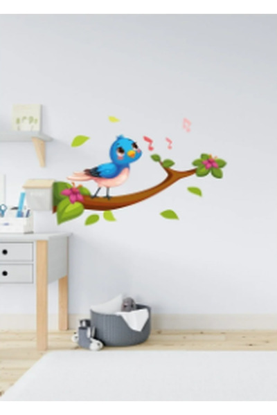 Sim Tasarım Zapevajuća mala ptica zidna nalepnica šarena