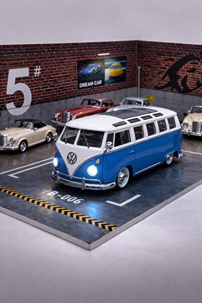 MODEL HEDİYELİK Karavan Sesli ve ışıklı Metal Araba Mavi