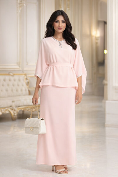Stylish فستان من ستايلش أنيق من قطعتين باللون الوردي