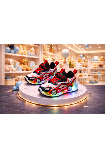 Bebelul Adidasi cu luminite pentru baietei - Masinuta rosie