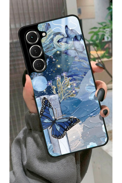 TECNO Spark 40 Pro Uyumlu Mavi Kelebek Tasarımlı Glossy Premium Kılıf