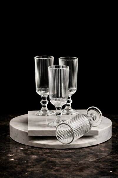 Maloria Lümen Çizgili Ayaklı Bardak Seti | 170ml – 4'lü