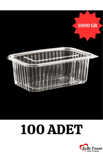 Kalbi Ticaret Plastik Saklama Kabı 1000 gr 100'lü Şeffaf Kullan At Kase Plast...