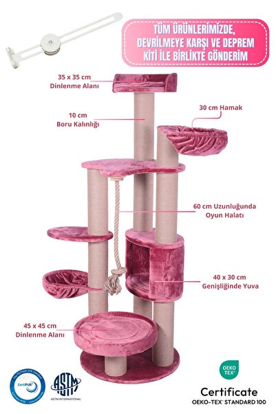 Pet Dreams Paris Lüks Kedi Tırmalama ve Dinlenme Ağacı, Sertifikalı Kedi Dost...