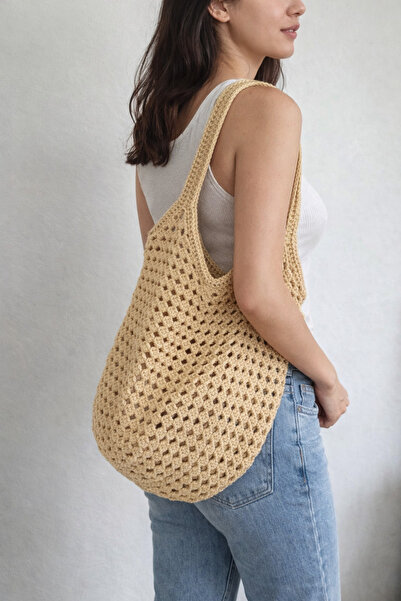 lupi Geantă model lalele, tricotată manual, geantă macrame