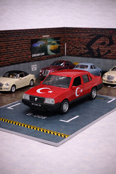 MODEL HEDİYELİK 1/32 Tofaş Doğan Slx Metal Türk Bayraklı Araba Kırmızı