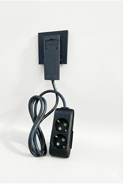 VİKO Viko Konforlu Ultra İnce Fişli 2’li Grup Priz 2 metre Çoklu Fişli Siyah