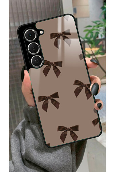 TECNO Spark 40 Pro Uyumlu Kahverengi Kurdele Tasarımlı Glossy Premium Kılıf