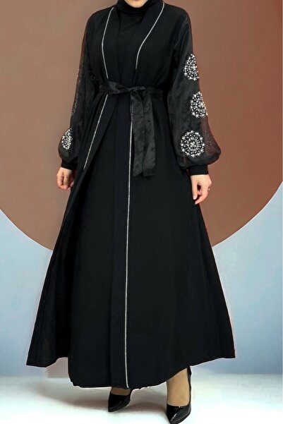 HİJABAYA Hijab Abaya cu detaliu de piatră perlă pe brațe