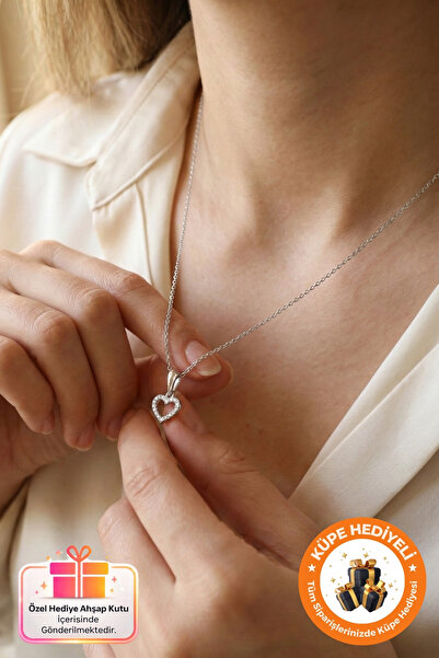 Lucente Jewellery 925 Ayar Minimal Taşlı Kalp Gold Gümüş Kaplama Hediyelik Öz...