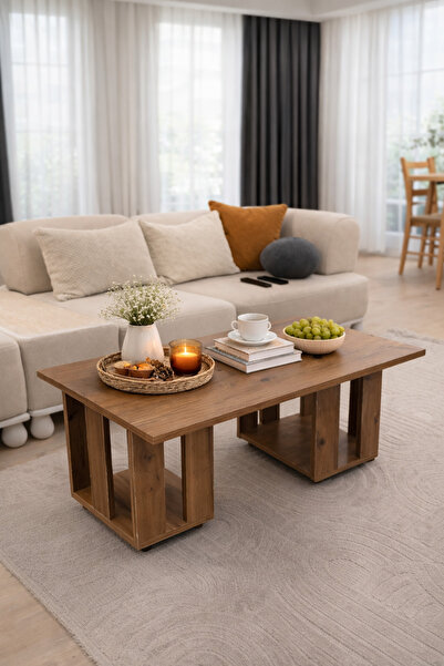 Nenu Nova Orta Sehpa Tekerlekli - Modern Şık Salon Orta Sehpası