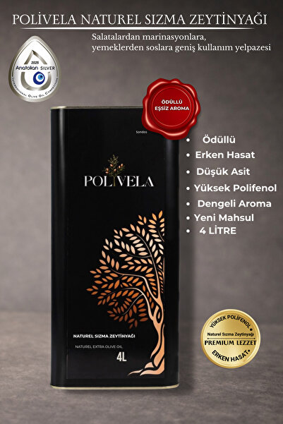Polivela 4L Naturel Sızma Zeytinyağı Erken Hasat - Yüksek Polifenollü
