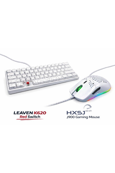 Leaven K620 Desenli Red switch Mekanik Oyun Klavyesi Hxsj J900 Kablolu Oyuncu...