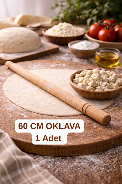 Genel Markalar Kayın Ahşap 60 cm Oklava 2.5 mm Kalınlık Hamur Oklavası