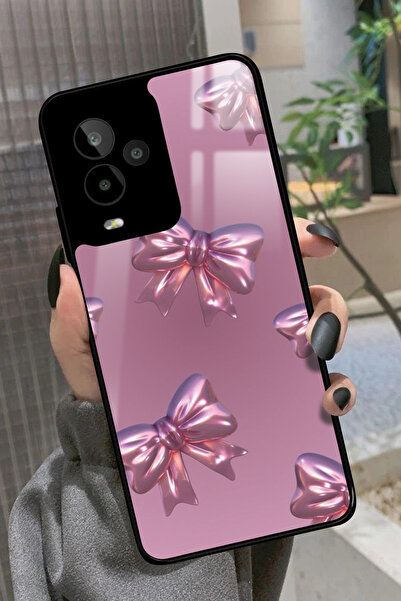 General Mobile Gm 24 Pro Uyumlu Pembe Kurdele Tasarımlı Glossy Premium Kılıf